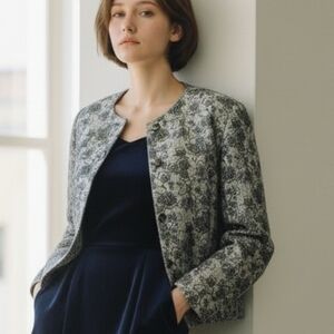 Vintage Cimone Metallic Silver Floral Jacket